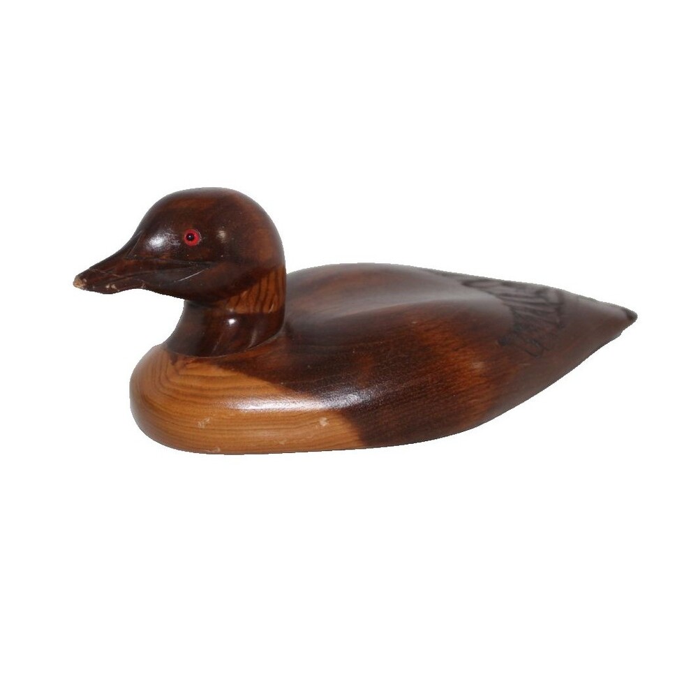 Hand Carved Duck Decoy Loon Made and Signed by John E Brown